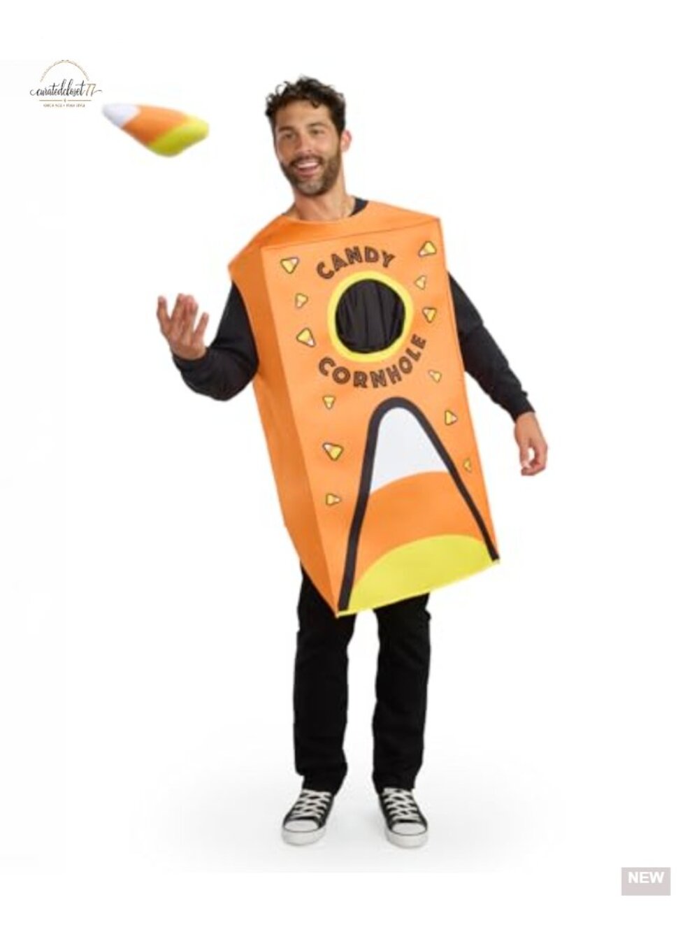 Halloween Candy Corn Cornhole Pullover Game Costume with 4 Bean Bags S/M
